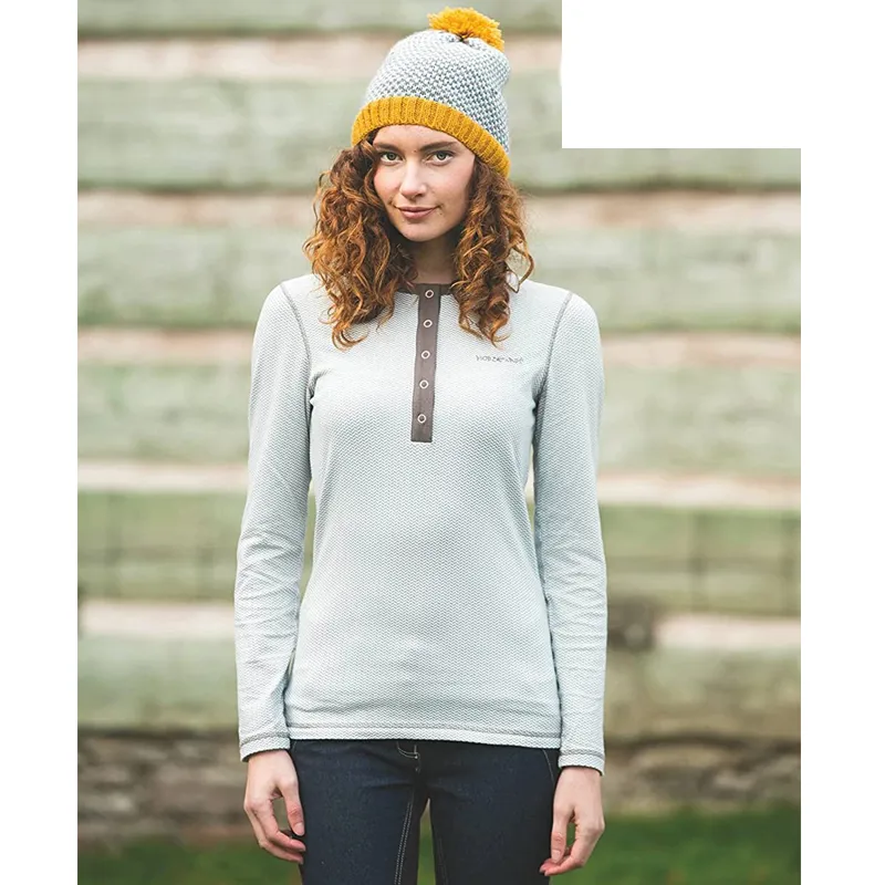 Horseware Long Sleeve Herringbone Tee - Dusk Blue